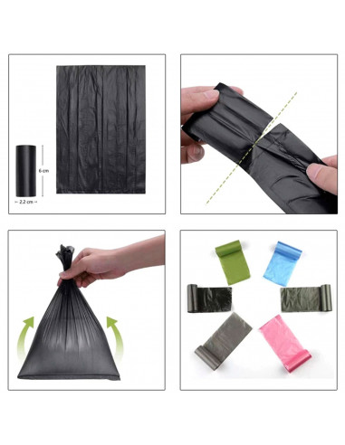 Tradineur - Pack de 16 rollos de bolsas higiénicas para excrementos de perro, recambios para dispensador de bolsas de caca, masc