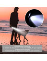 Tradineur - Linterna LED con dispensador de bolsas para excrementos de perro, clip para correa y 3 rollos de bolsas, portabolsas