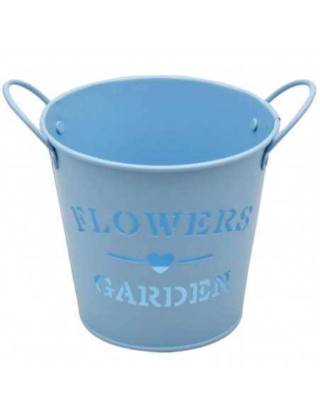 Tradineur - Maceta metálica con asas, diseño "Flowers, Garden", tiesto, macetero, recipiente para plantas, flores, balcón, terra Tradineur - Maceta metálica con asas, diseño "Flowers, Garden", tiesto, macetero, recipiente para plantas, flores, balcón, terra