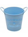 Tradineur - Maceta metálica con asas, diseño "Flowers, Garden", tiesto, macetero, recipiente para plantas, flores, balcón, terra