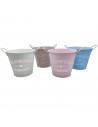 Tradineur - Maceta metálica con asas, diseño "Flowers, Garden", tiesto, macetero, recipiente para plantas, flores, balcón, terra