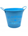 Tradineur - Maceta metálica con asas, diseño "Flowers, Garden", tiesto, macetero, recipiente para plantas, flores, balcón, terra