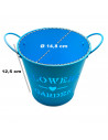 Tradineur - Maceta metálica con asas, diseño "Flowers, Garden", tiesto, macetero, recipiente para plantas, flores, balcón, terra