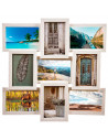 Tradineur - Multimarco de madera para 9 fotos, marco múltiple de pared para fotografías de 14 x 9 cm, portafotos, decoración del