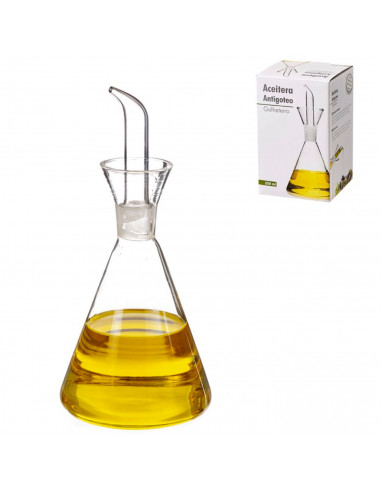 Tradineur - Aceitera de cristal antigoteo, elaboración artesanal, cristal fino y elegante, dispensador de aliño rellenable, acei