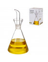 Tradineur - Aceitera de cristal antigoteo, cristal fino y elegante, elaboración artesanal, dispensador de aliño rellenable, acei