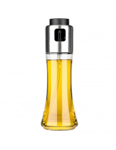 Tradineur - Aceitera de cristal con spray, elaboración artesanal, dispensador de aliño rellenable con pulverizador, aceite, vina