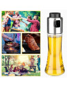 Tradineur - Aceitera de cristal con spray, elaboración artesanal, dispensador de aliño rellenable con pulverizador, aceite, vina