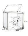 Tradineur - Salero cuadrado transparente de metacrilato con tapa abatible, recipiente para guardar sal fina o gruesa, condimento