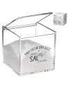Tradineur - Salero cuadrado de metacrilato transparente, tapa abatible, Añade sal a la vida, recipiente para guardar sal fina o