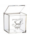 Tradineur - Set de salero y azucarero transparentes de metacrilato con tapa, recipientes para guardar sal y azúcar, condimentos