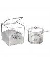 Tradineur - Set de salero y azucarero con tapa, metacrilato transparente, recipientes para guardar sal y azúcar, condimentos de