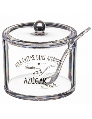 Tradineur - Set de salero y azucarero con tapa, metacrilato transparente, recipientes para guardar sal y azúcar, condimentos de