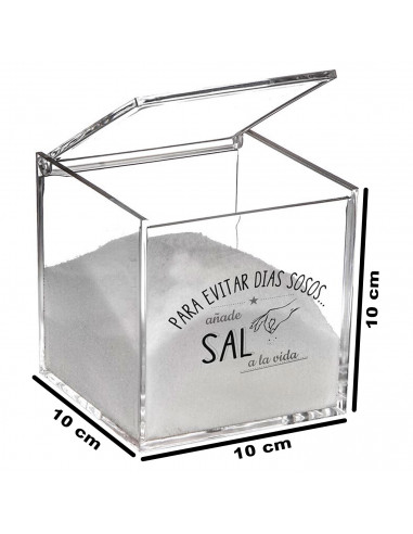 Tradineur - Set de salero y azucarero con tapa, metacrilato transparente, recipientes para guardar sal y azúcar, condimentos de