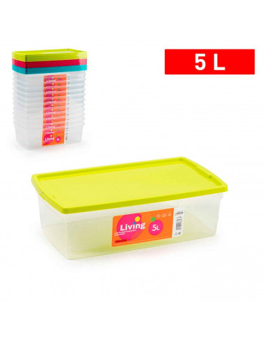 Tradineur - Caja de plástico de color surtido, de 10,3 x 33,5 x 19 cm,con capacidad para 5 litros. Baúl con tapa para organizaci