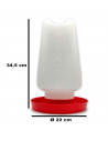 Tradineur - Bebedero de plástico para aves, gallinas, recipiente con asa para agua de animales, fabricado en España (Blanco y ro