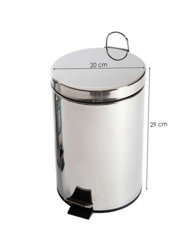Tradineur - Papelera de acero inoxidable con apertura de pedal y recipiente interior extraíble, cubo de basura, residuos, recicl