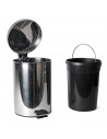 Tradineur - Papelera de acero inoxidable con apertura de pedal y recipiente interior extraíble, cubo de basura, residuos, recicl