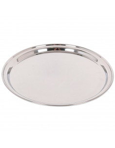 Tradineur - Bandeja redonda para servir de acero inoxidable, servir comidas y bebidas, camarero, bares, restaurantes, hogar, dis