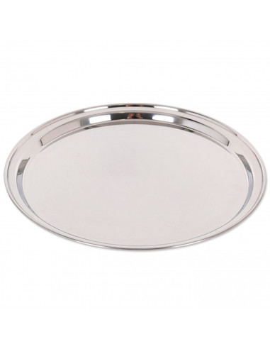 Tradineur - Bandeja redonda para servir, acero inoxidable, servir comidas y bebidas, camarero, bares, restaurantes, hogar, diseñ