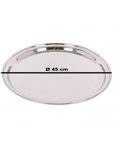 Tradineur - Bandeja redonda para servir, acero inoxidable, servir comidas y bebidas, camarero, bares, restaurantes, hogar, diseñ