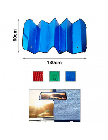 Tradineur - Parasol reflectante para coche, polietileno con película de aluminio, colocación con ventosas y gomas elásticas, pro