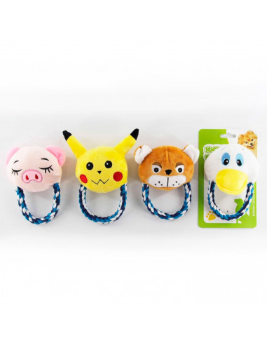 Tradineur - Peluche con forma de asa - Fabricado en España - Juguetes para animales domésticos - 15,5 x 12,5 x 6 cm - Color Surt