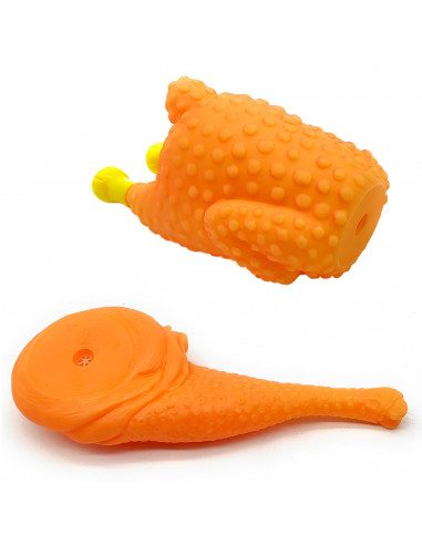 Tradineur - Juguete de goma con forma de pollo o muslo - Juguetes para animales domésticos - Sonido al apretar - 14/18 cm - Mode