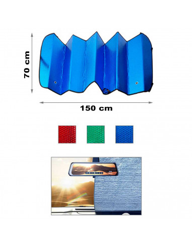 Tradineur - Parasol reflectante de coche, polietileno con película de aluminio, colocación con ventosas y gomas elásticas, prote
