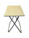 Mesa auxiliar plegable rectangular de madera y estructura metálica, 75,5 x 74 x 52,5 cm, patas tubulares, mesa portátil multiuso