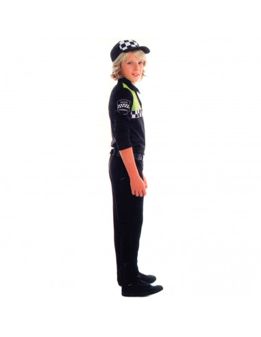 Tradineur - Disfraz infantil de policía, agente local, fibra sintética, incluye camiseta, pantalón, gorra y cinturón, carnaval,