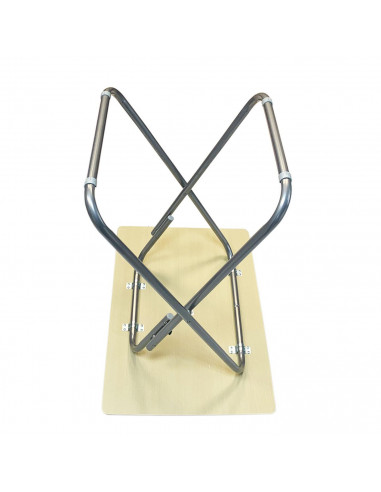 Mesa auxiliar plegable rectangular de madera y estructura metálica, 75,5 x 74 x 52,5 cm, patas tubulares, mesa portátil multiuso