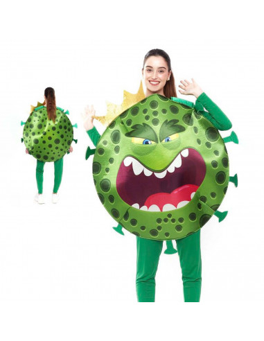 Tradineur - Disfraz de virus mortal para adulto - Fabricado en fibra sintética - Incluye traje verde - Ideal para carnaval, Hall