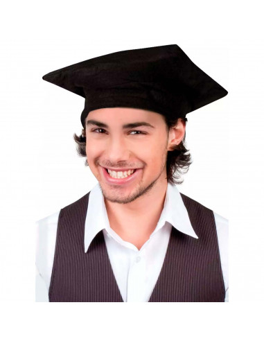 Tradineur - Sombrero de estudiante - Fabricado en fieltro - Complemento para carnaval, halloween y celebraciones - Tamaño: 11 x