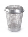 Tradineur - Cesto para ropa sucia redondo con tapa, 57,5 x 45,7 cm, pongotodo, cubo para almacenar la colada, diseño a rayas, fa