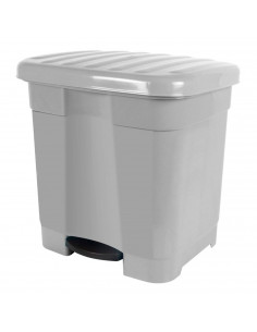 Tradineur - Cubo de basura gris plata con pedal 46 litros plástico 45,5 x 43,5 x 39 cm. Contenedor de basura, papelera con separ