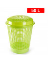 Tradineur - Cesto para ropa sucia con tapa, 57,5 x 45,7 cm, pongotodo redondo, cubo para almacenar la colada, diseño a rayas, fa