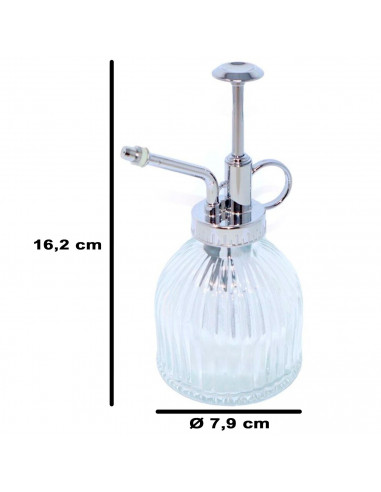 Tradineur - Aceitera de cristal a rayas con pulverizador de spray, dispensador rellenable para aceite, vinagre, aliñar ensaladas