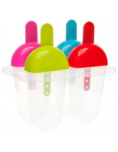 Tradineur - Molde de helados, 4 polos, molde de polipropileno reutilizable, 1 pieza, fácil liberación, sin BPA, apto para lavava