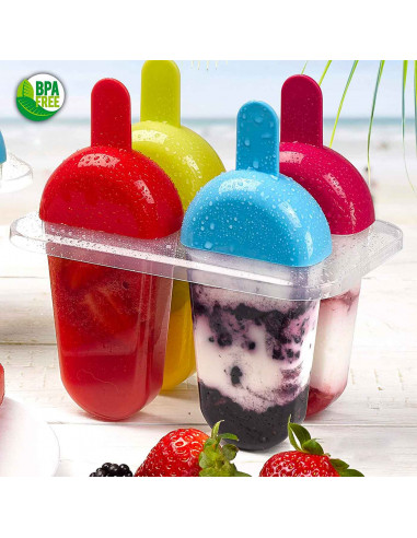 Tradineur - Molde de helados, 4 polos, molde de polipropileno reutilizable, 1 pieza, fácil liberación, sin BPA, apto para lavava