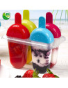 Tradineur - Molde de helados, 4 polos, molde de polipropileno reutilizable, 1 pieza, fácil liberación, sin BPA, apto para lavava