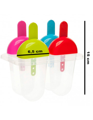 Tradineur - Molde de helados, 4 polos, molde de polipropileno reutilizable, 1 pieza, fácil liberación, sin BPA, apto para lavava