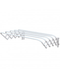Tradineur - Tendedero extensible de acero para pared, 5 metros de tendido, soporte plegable para tender ropa, resistente, hogar