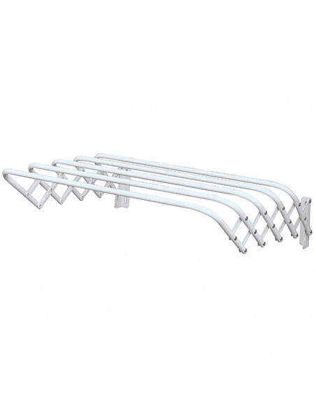 Tradineur - Tendedero extensible de acero para pared, 5 metros de tendido, soporte plegable para tender ropa, resistente, hogar
