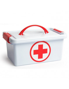 Plastic Forte - Caja botiquín de plástico con asa de color blanco, de 29 x 18,5 x 13 cm,con capacidad para 4 litros. Baúl con ta