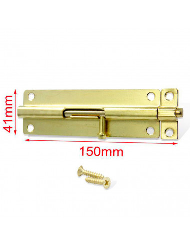 Tradineur - Cerrojo para puerta clásico, pestillo de hierro, pasador de seguridad, fácil colocación mediante tornillos, puertas