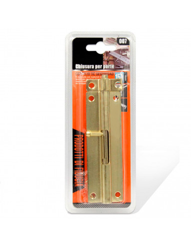 Tradineur - Cerrojo para puerta clásico, pestillo de hierro, pasador de seguridad, fácil colocación mediante tornillos, puertas