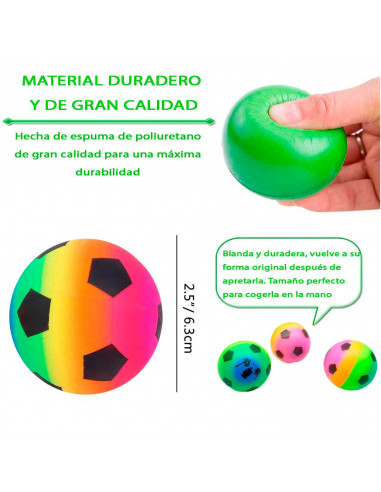 Tradineur - Pelota de fútbol antiestrés, poliuretano blando, bola calmante para aliviar el estrés, regalo original, Ø 6,3 cm, mu