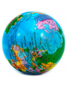 Tradineur - Pelota antiestrés, diseño del mundo, poliuretano blando, bola calmante para aliviar el estrés, planeta Tierra, regal