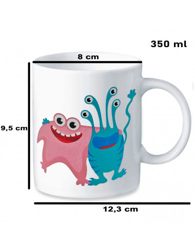 Tradineur - Taza de cerámica con dibujos y frases divertidas, taza para café, té, infusiones, desayuno, apta para lavavajillas y